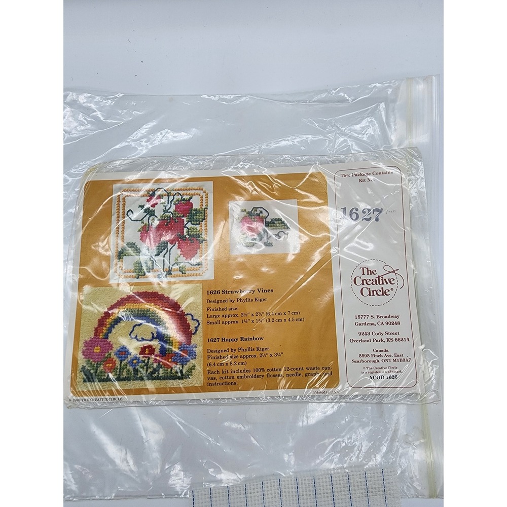 The Creative Circle 1627 Happy Rainbow Cross Stitch Phyllis Kiger 1983 Vintage